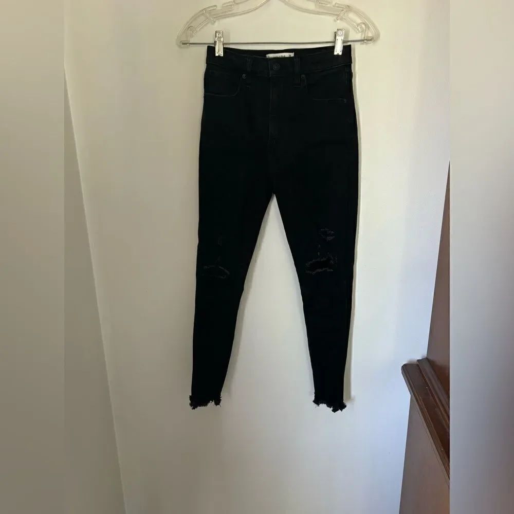 Abercrombie curve love super skinny ankle high rise black jeans size 2S